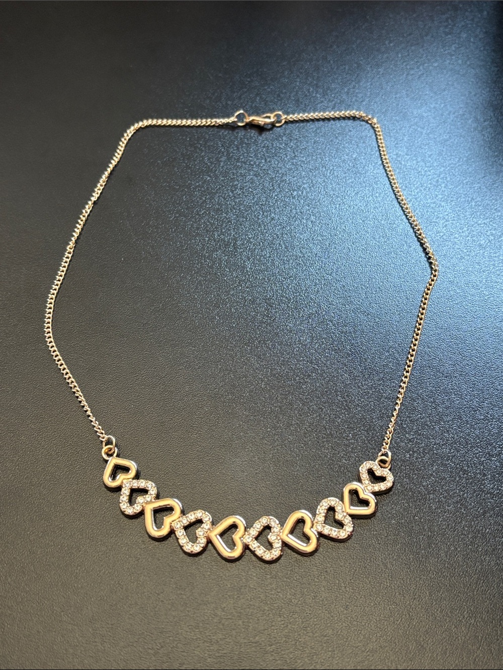 paparazzi Gold Heart Link Necklace with Sparkling Accents